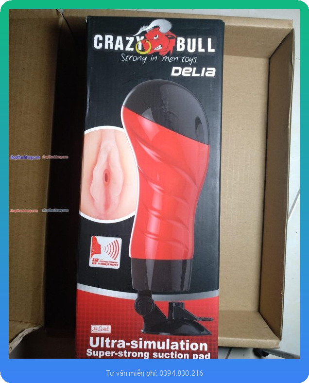 Âm đạo giả gắn tường rung rên Crazy bull Delia