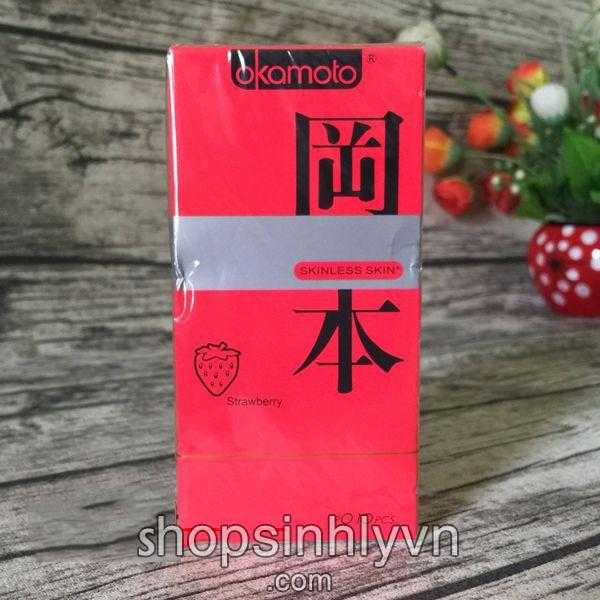 Bao cao su Okamoto strawberry huong dau2 1-shopthanhtung