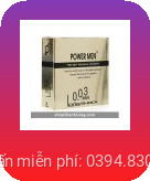Bao cao su Power Men 0.03 Invi Long Shock – Hộp 3 chiếc, cao cấp, siêu mỏng chỉ 0.03mm, kéo dài quan hệ