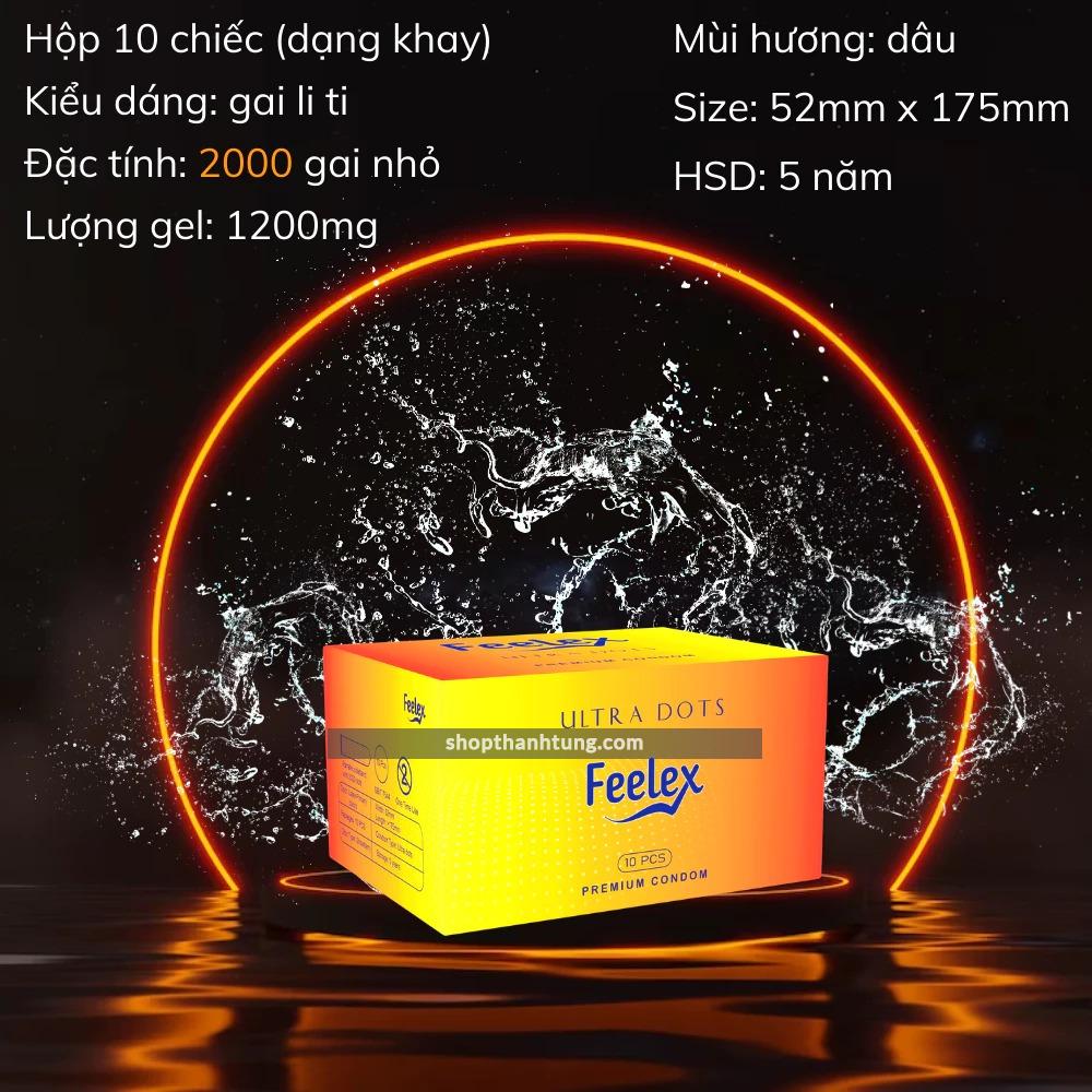Bao cao su Feelex gan gai nhieu gel boi tron Hop 10 bcs 1