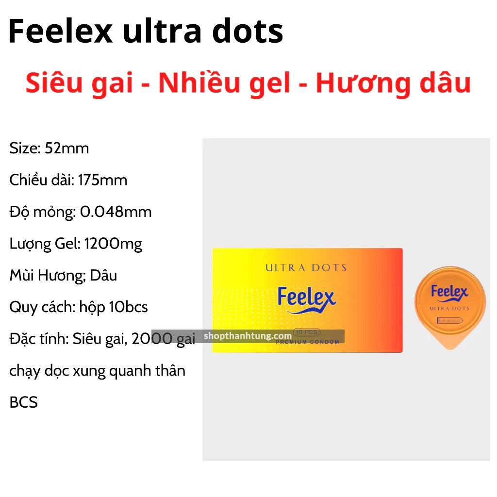 Bao cao su Feelex gan gai nhieu gel boi tron Hop 10 bcs 2