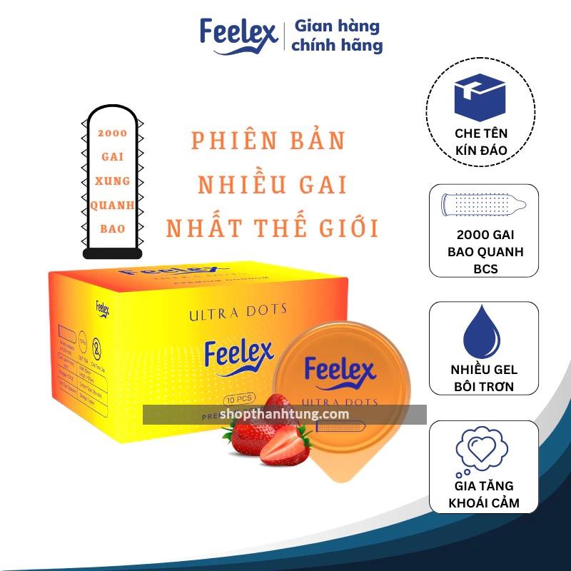Bao cao su Feelex gan gai nhieu gel boi tron Hop 10 bcs 3
