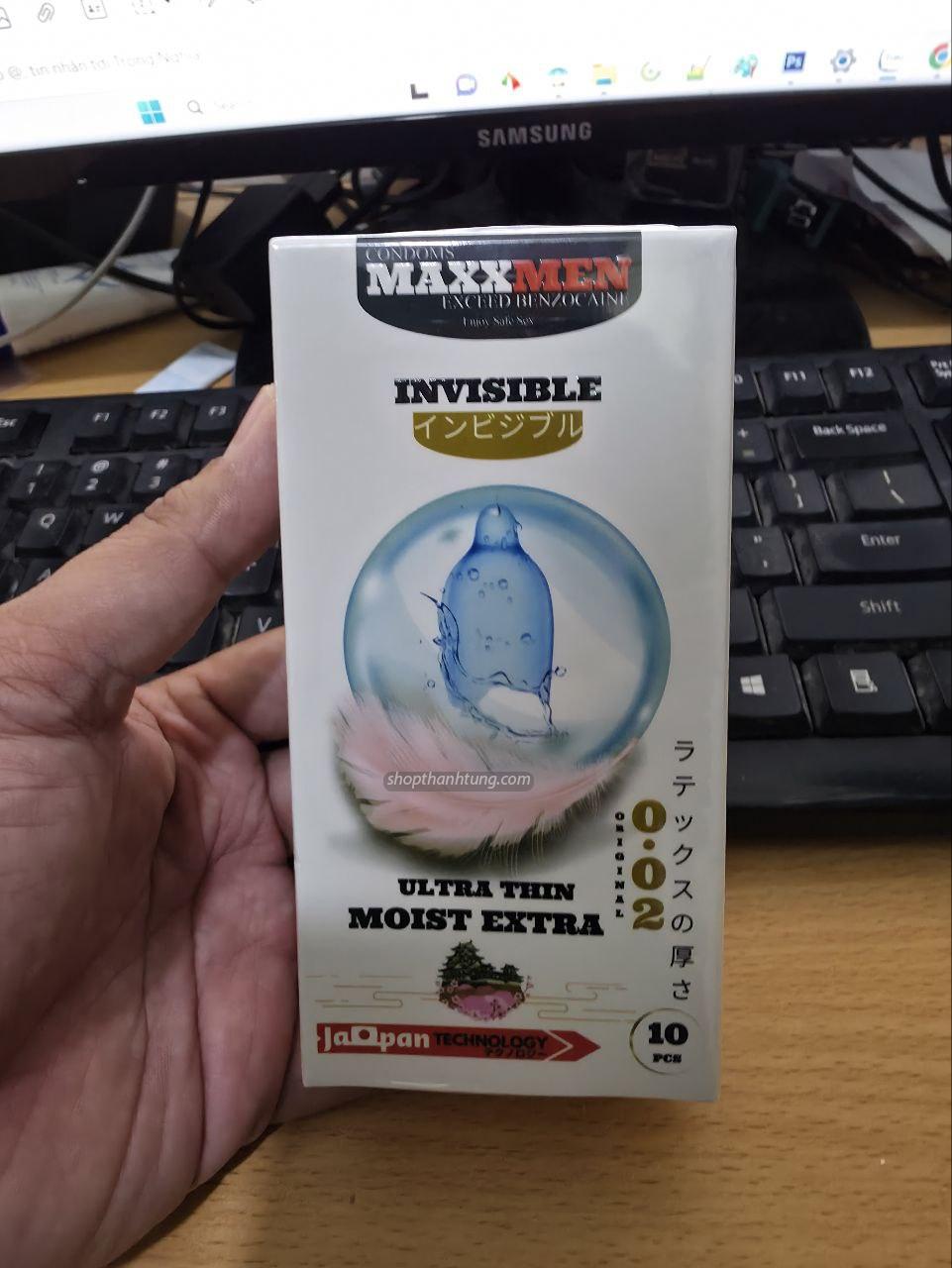 Bao Cao Su Size 49mm Maxxmen Invisible Siêu Mỏng Nhiều Gel, Hương Hoa Anh Đào