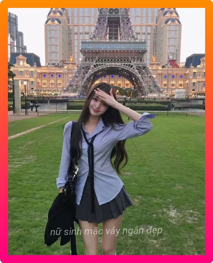 Anh nu sinh mac vay ngan tao dang dang yeu