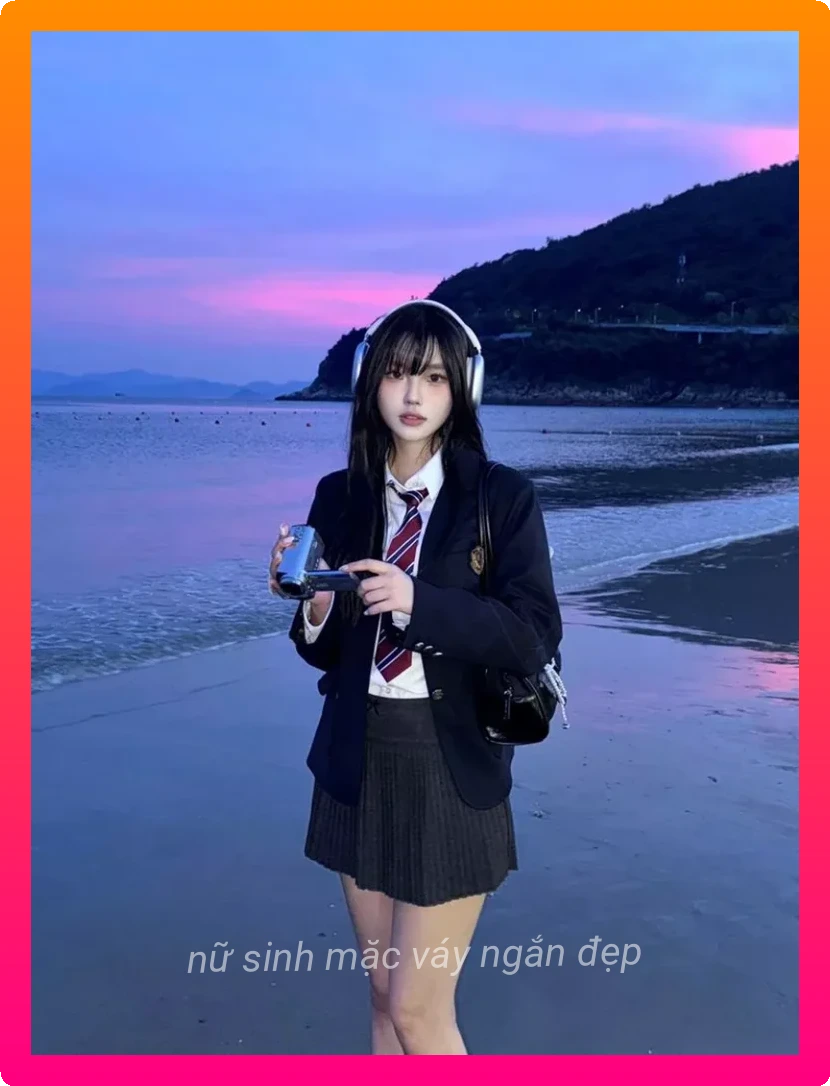 Anh nu sinh vay ngan tre trung phong cach hoc sinh
