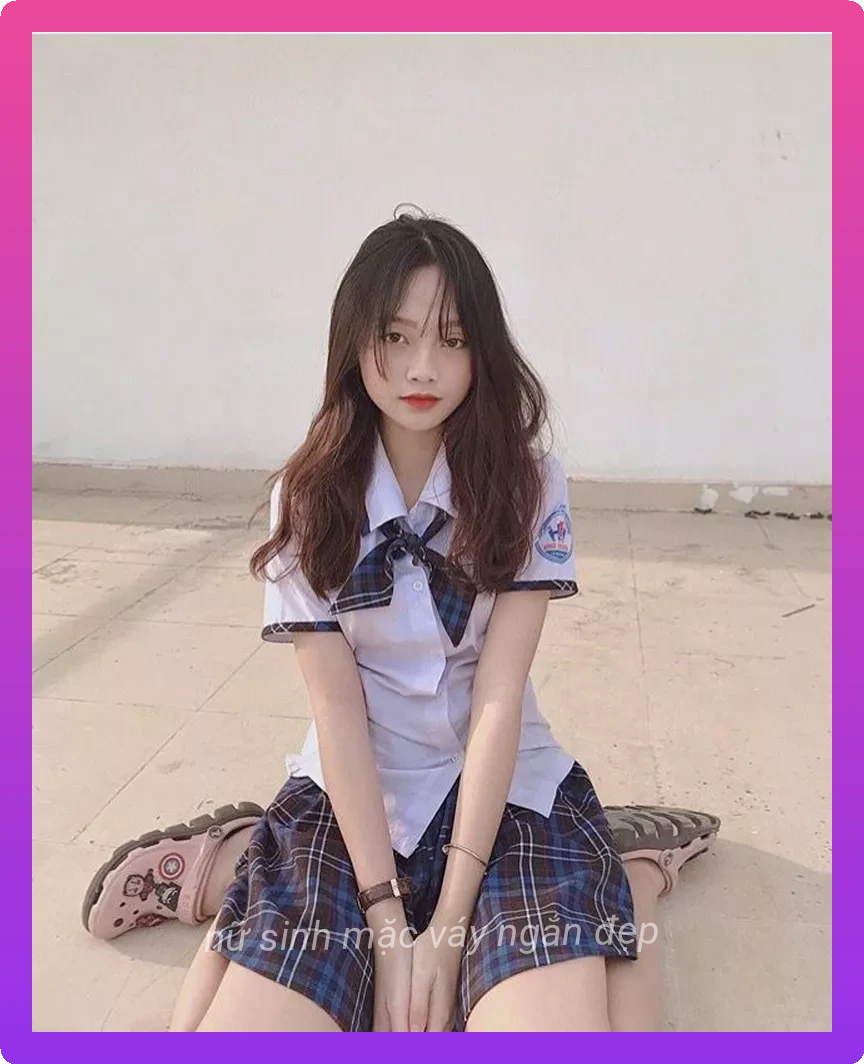 Anh nu sinh vay ngan xinh xan phong cach hoc duong