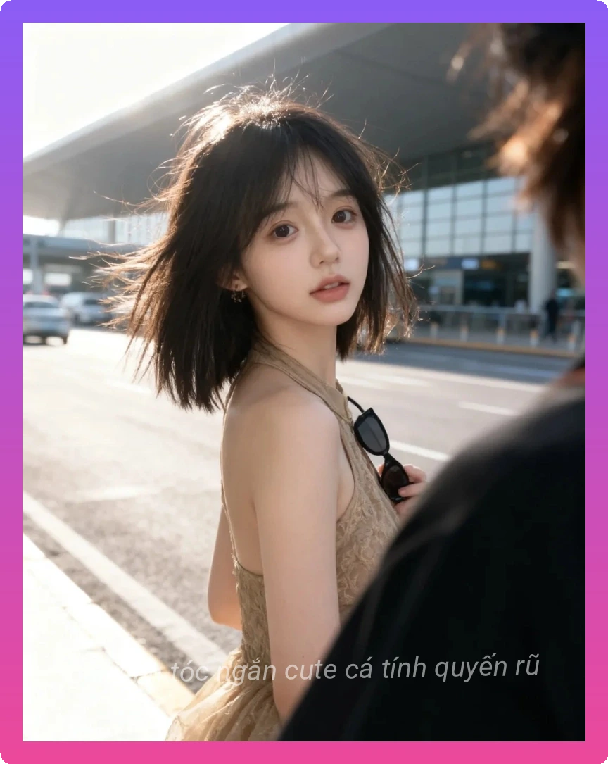 Anh gai xinh toc ngan deo kinh cute