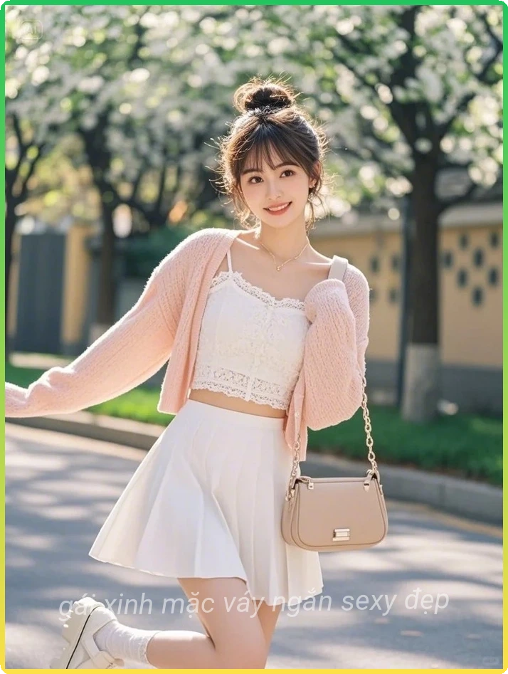 Gai xinh vay trang ngan nhe nhang