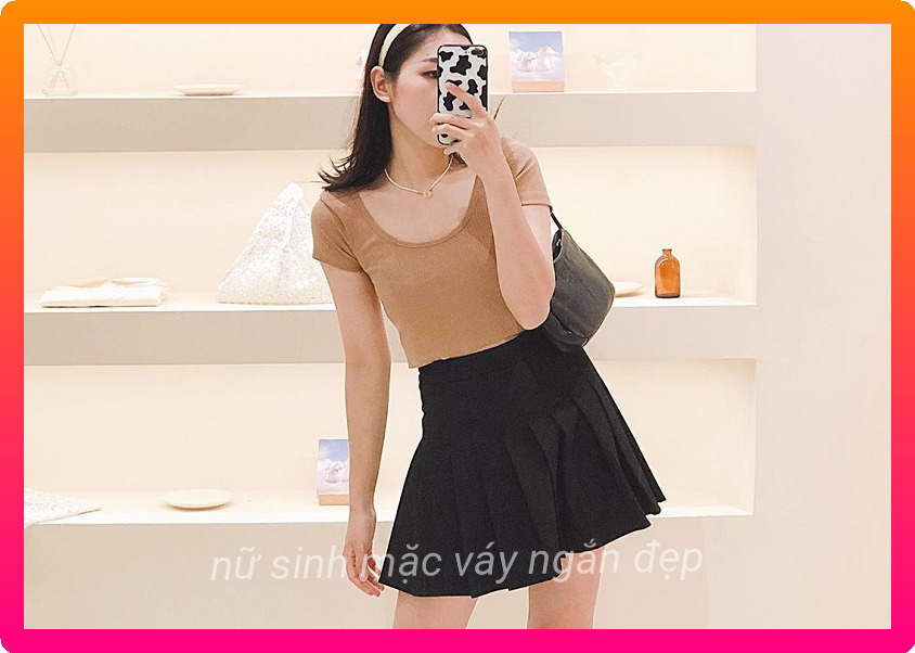 Gai xinh mac vay xep ly sieu ngan 15