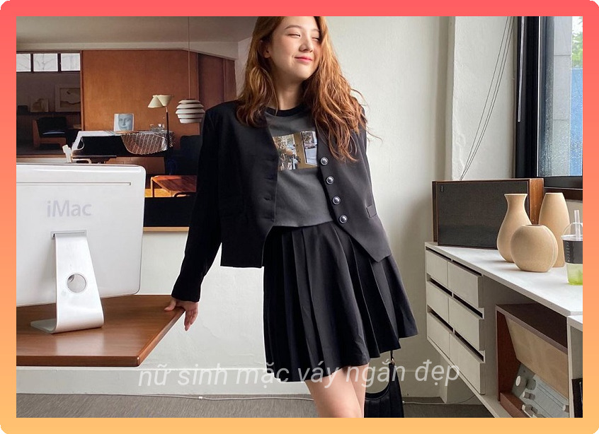 Gai xinh mac vay xep ly sieu ngan 42